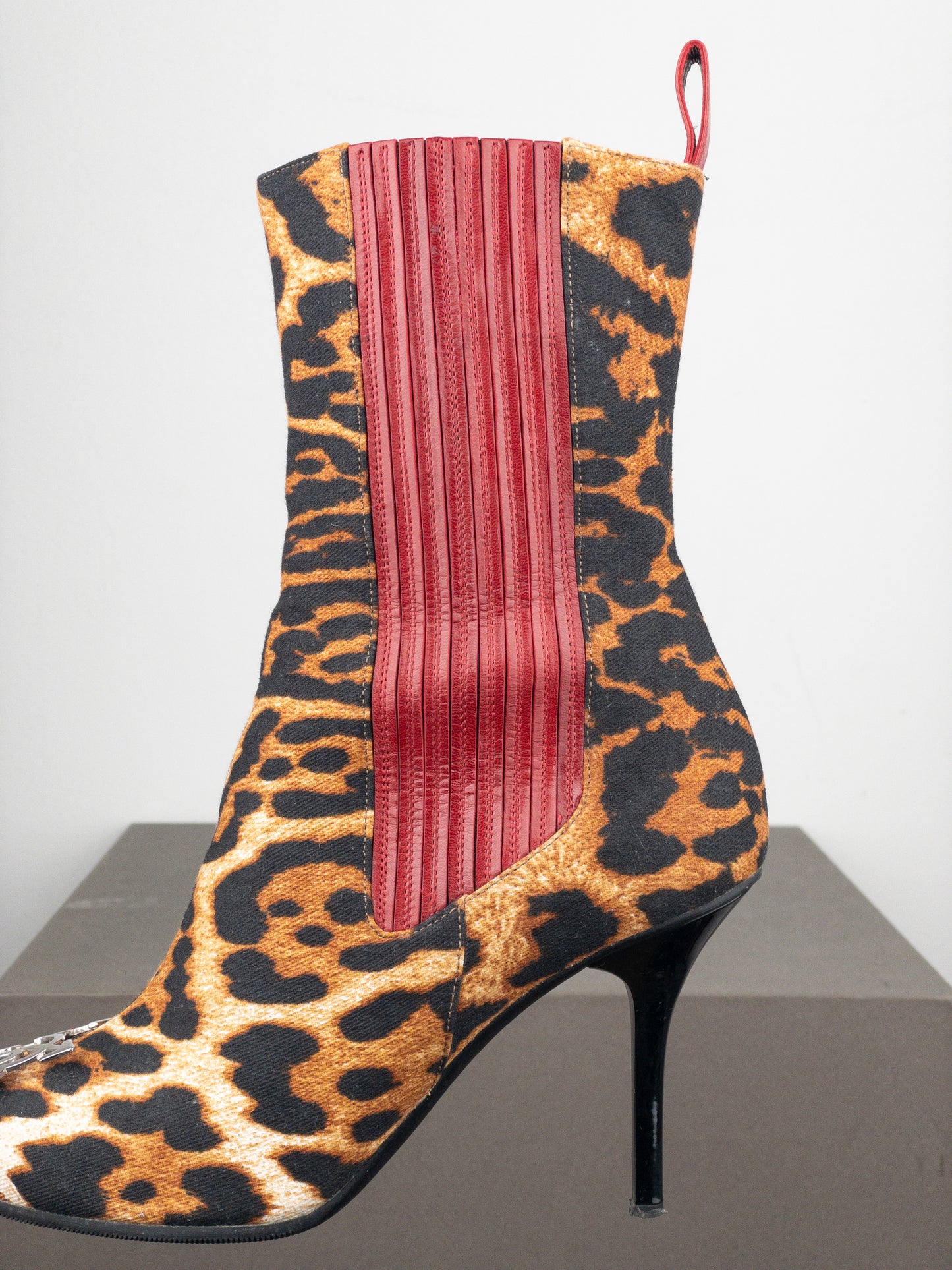 Dior by Galliano AW04 ‘I Love Dior’ Leopard Ankle Chelsea Heel Boots