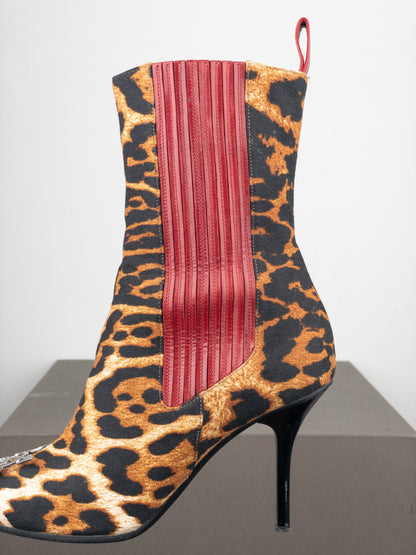 Dior by Galliano AW04 ‘I Love Dior’ Leopard Ankle Chelsea Heel Boots