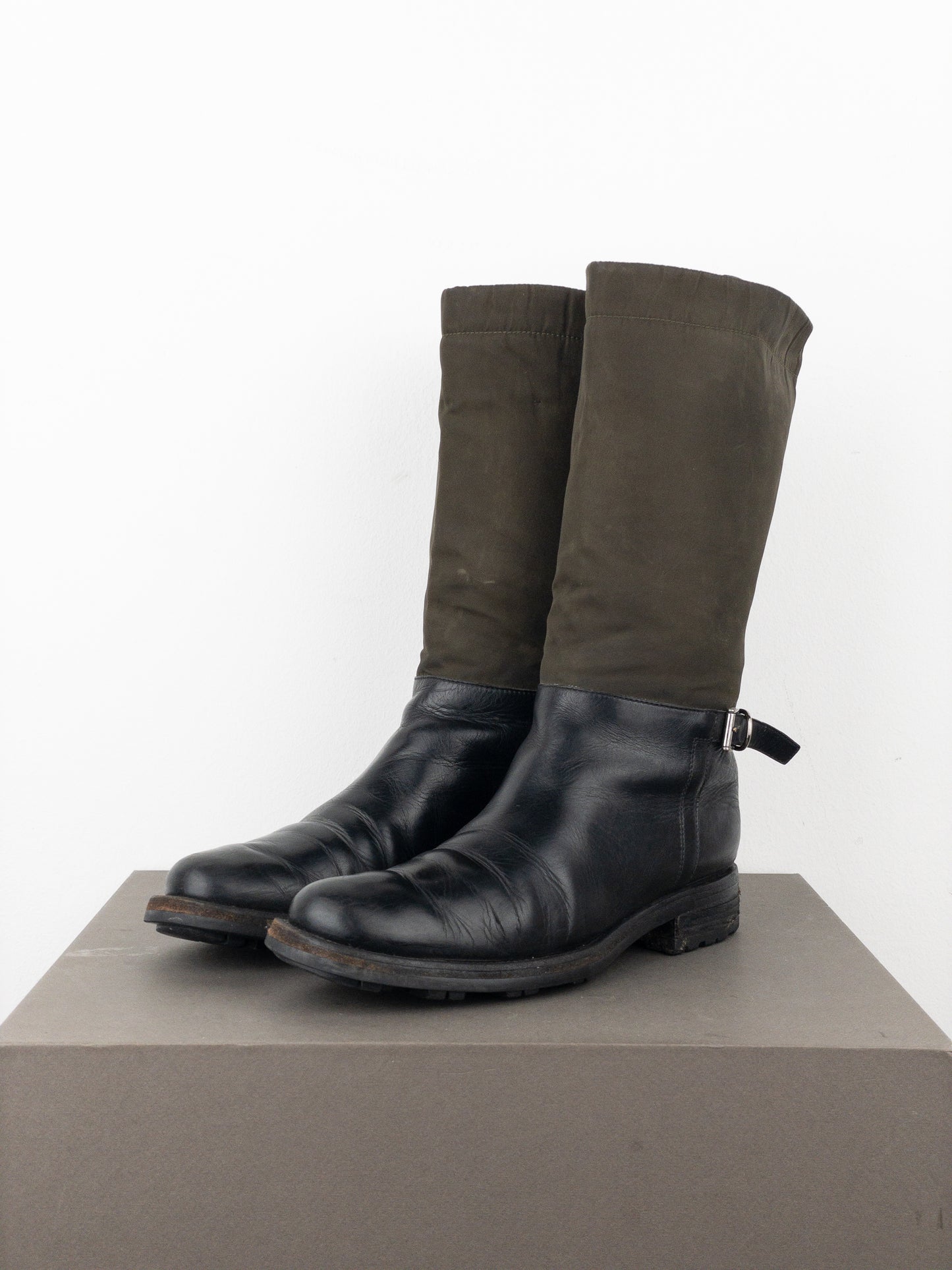 Prada 2000s Mid-Calf Hybrid Buckle Riding Boots
