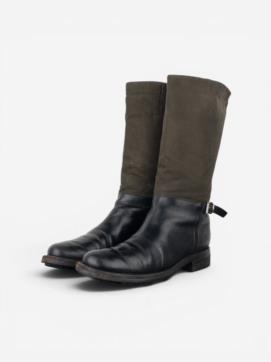 Prada 2000s Mid-Calf Hybrid Buckle Riding Boots