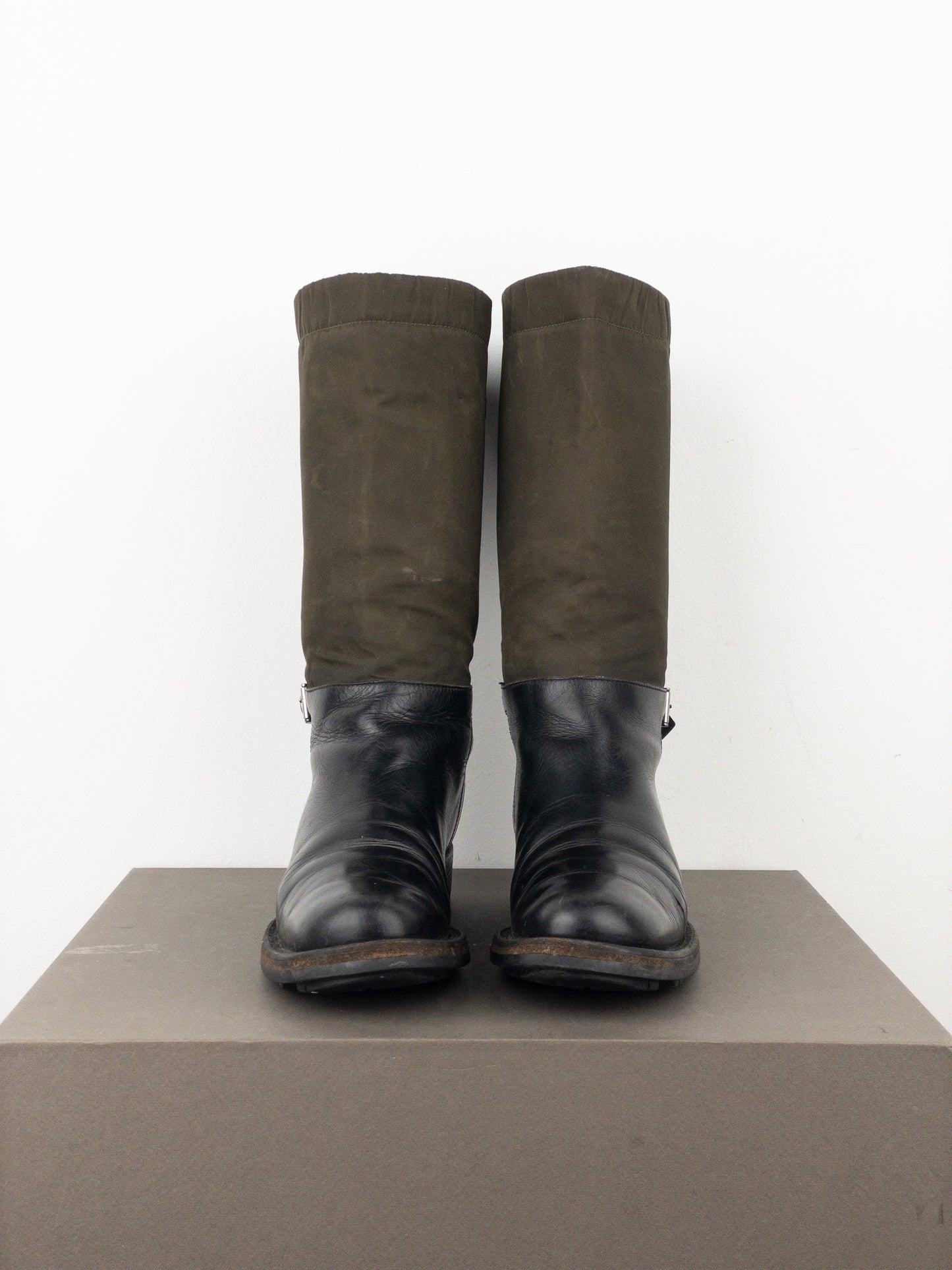 Prada 2000s Mid-Calf Hybrid Buckle Riding Boots