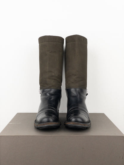 Prada 2000s Mid-Calf Hybrid Buckle Riding Boots