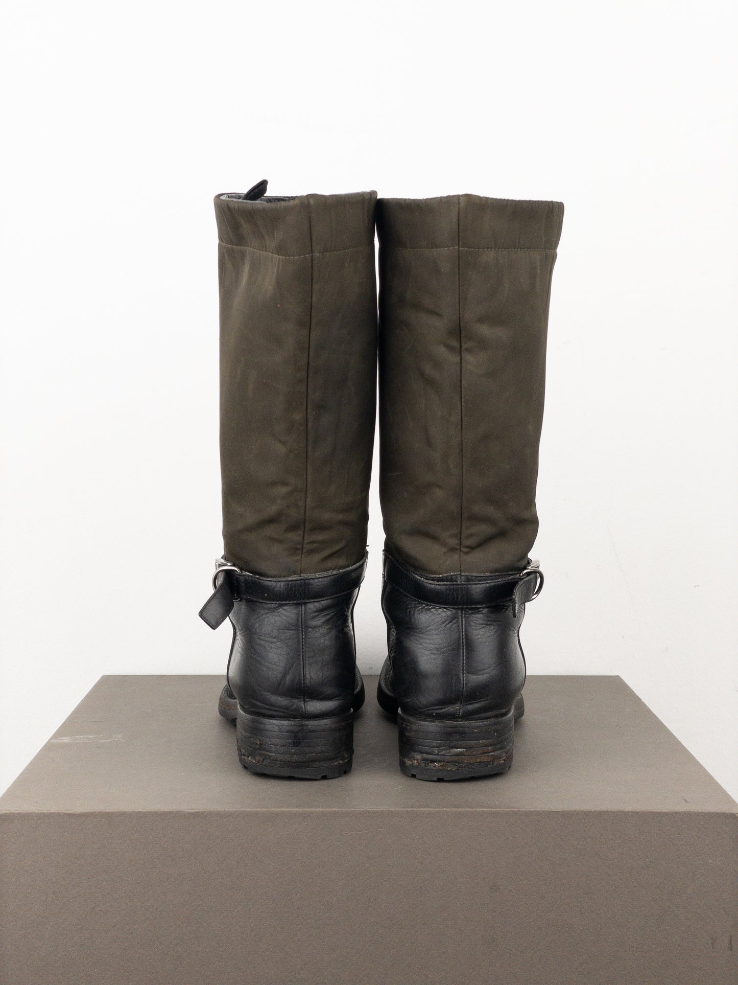 Prada 2000s Mid-Calf Hybrid Buckle Riding Boots