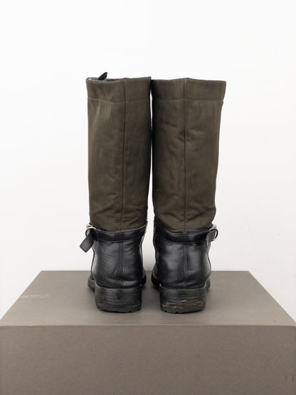 Prada 2000s Mid-Calf Hybrid Buckle Riding Boots