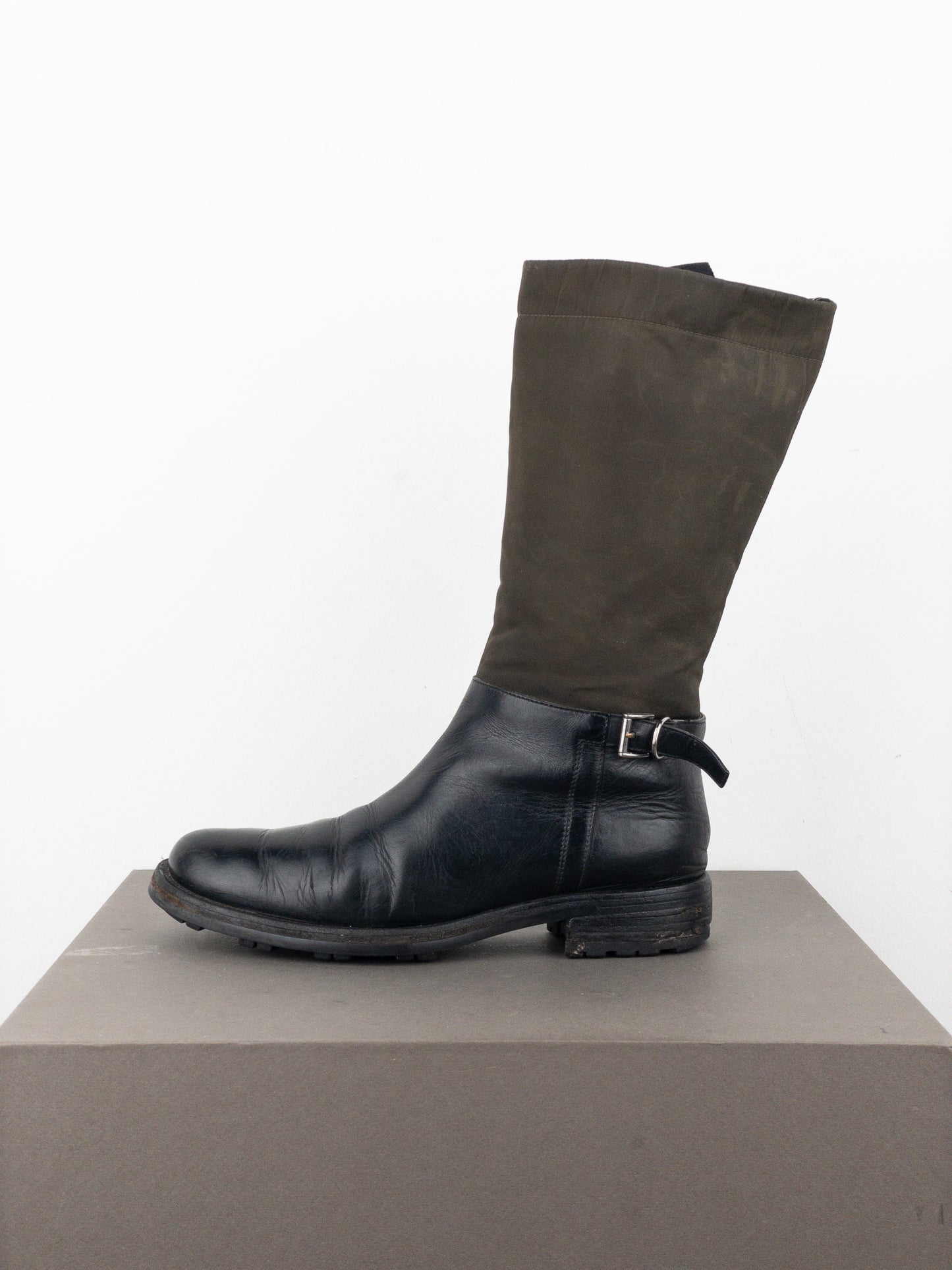 Prada 2000s Mid-Calf Hybrid Buckle Riding Boots