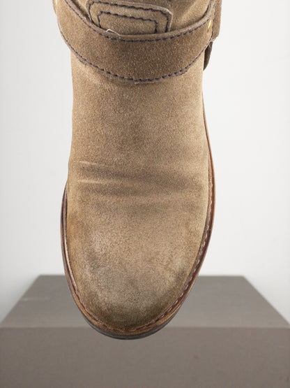 Prada 2000s Knee-High Suede Biker Boots