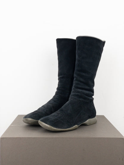 Prada AW99 Suede Knee High Square Toe Biker Moto Sports Boots