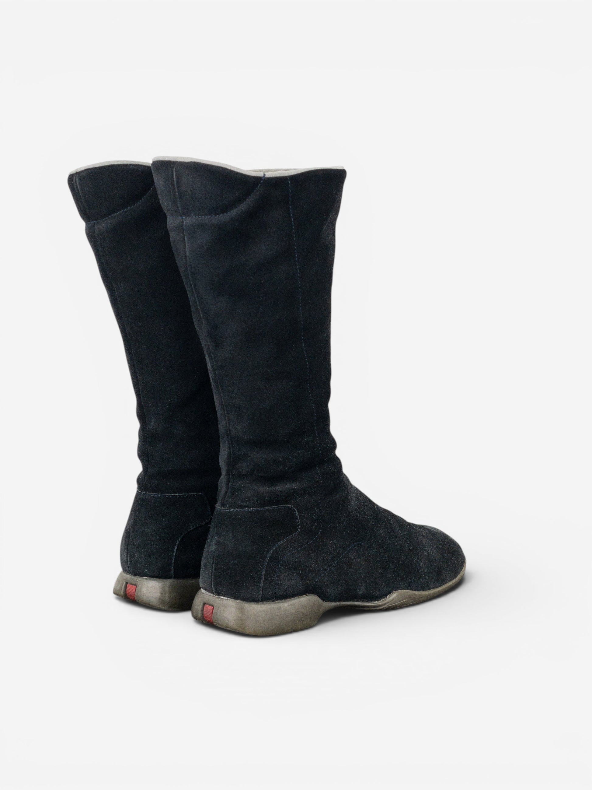 Prada AW99 Suede Knee High Square Toe Biker Moto Sports Boots – photo 2