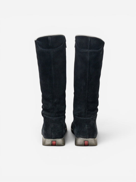 Prada AW99 Suede Knee High Square Toe Biker Moto Sports Boots – photo 6