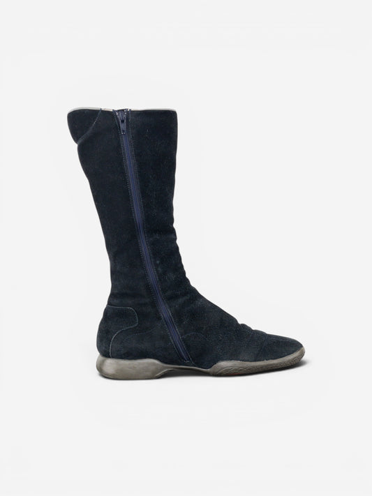 Prada AW99 Suede Knee High Square Toe Biker Moto Sports Boots – photo 4