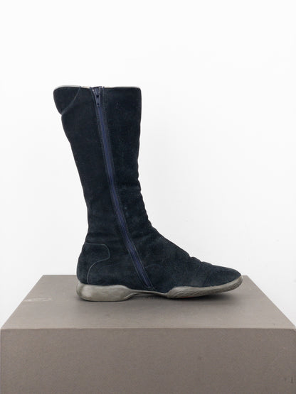 Prada AW99 Suede Knee High Square Toe Biker Moto Sports Boots