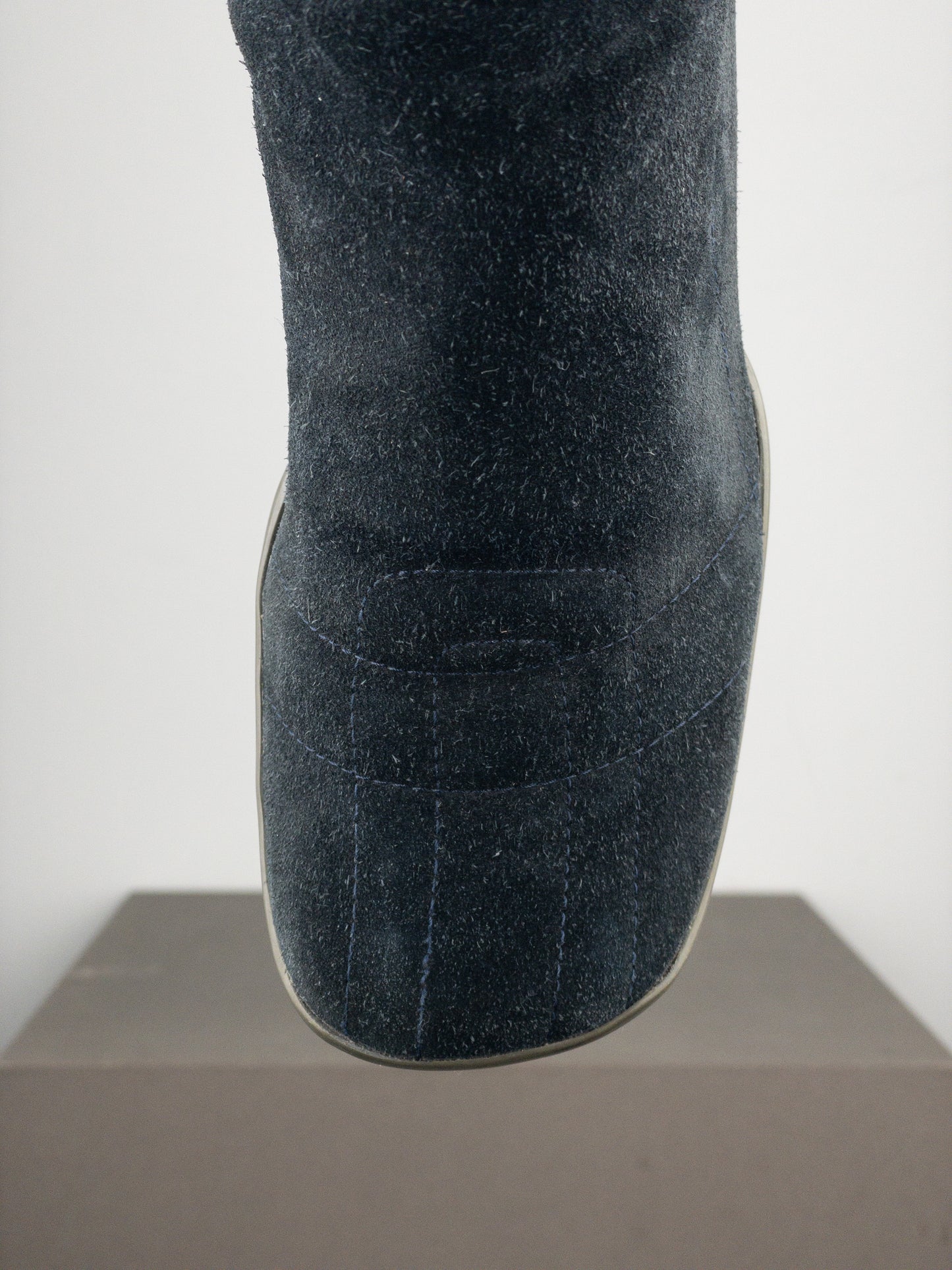 Prada AW99 Suede Knee High Square Toe Biker Moto Sports Boots