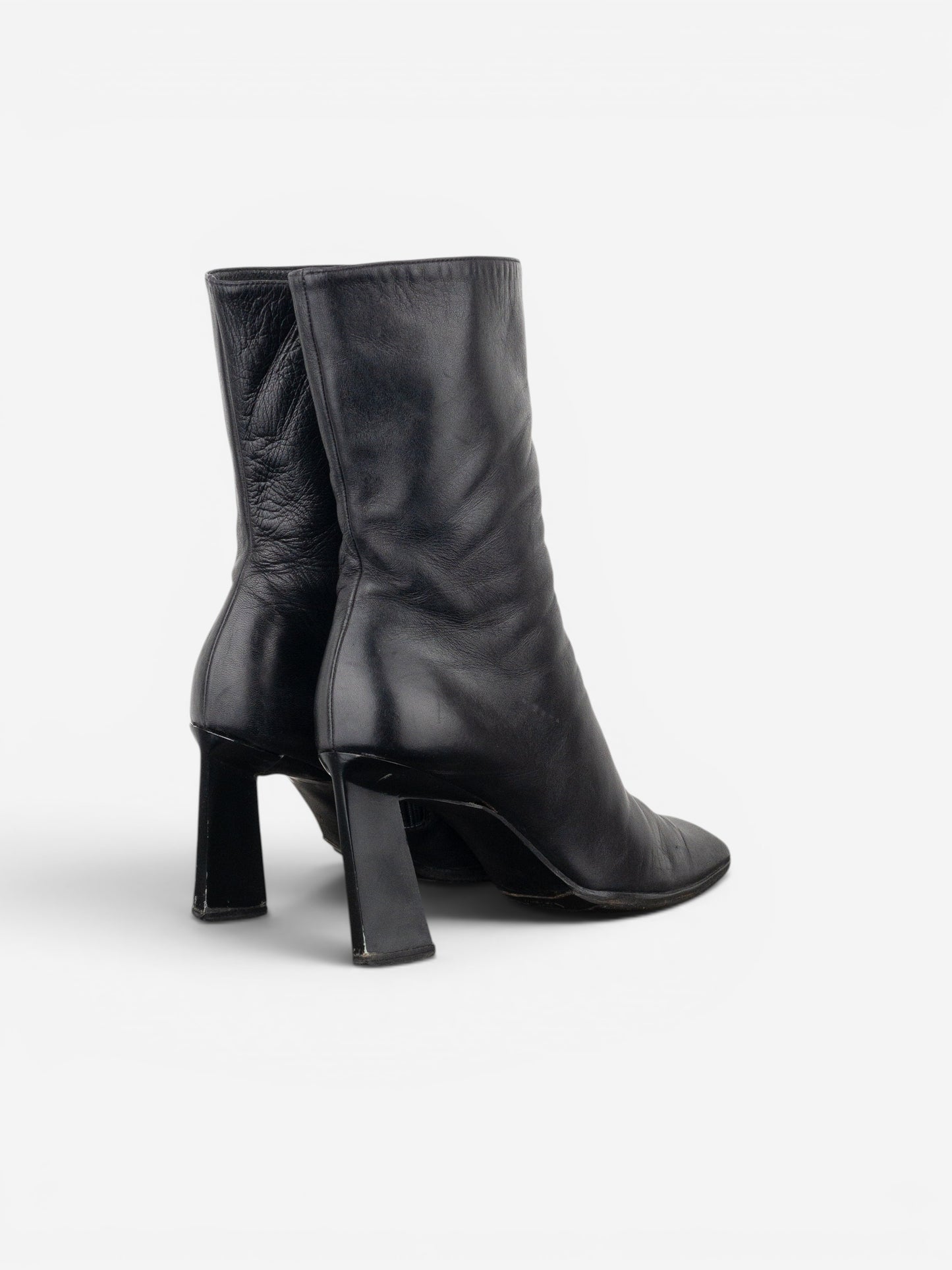 Prada AW99 Square-Toe Sculptural Ankle Heel Boots – photo 2