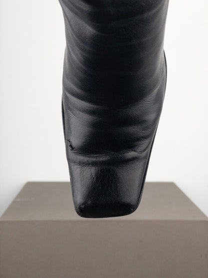 Prada AW99 Square-Toe Sculptural Ankle Heel Boots