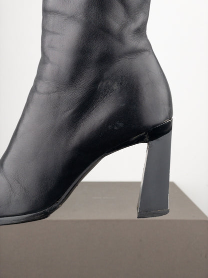 Prada AW99 Square-Toe Sculptural Ankle Heel Boots