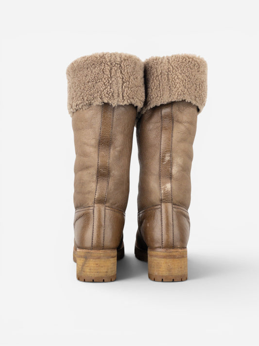 Prada AW11 Knee-High Shearling Paint Biker Moto Boots – photo 6