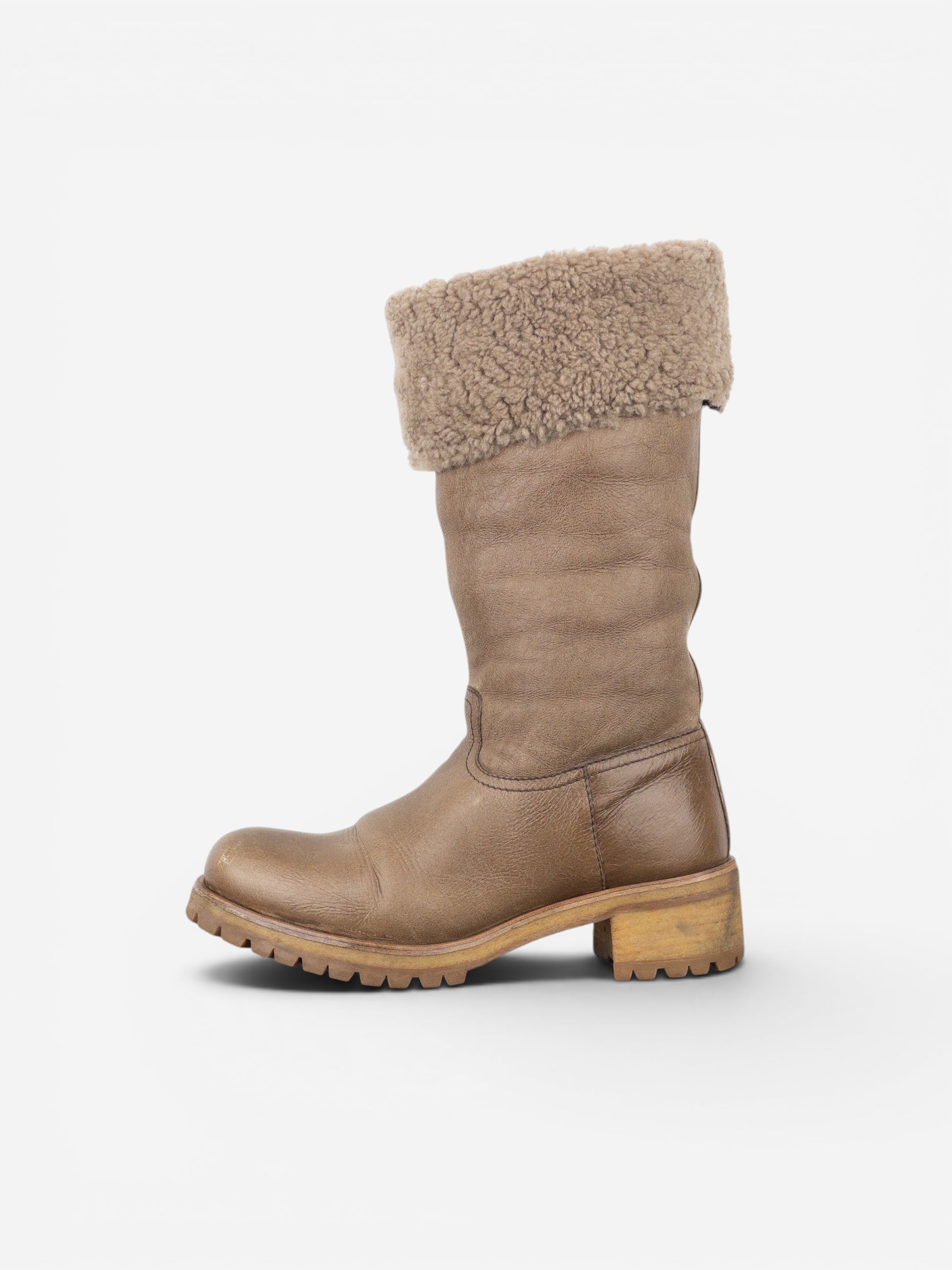 Prada AW11 Knee-High Shearling Paint Biker Moto Boots – photo 3