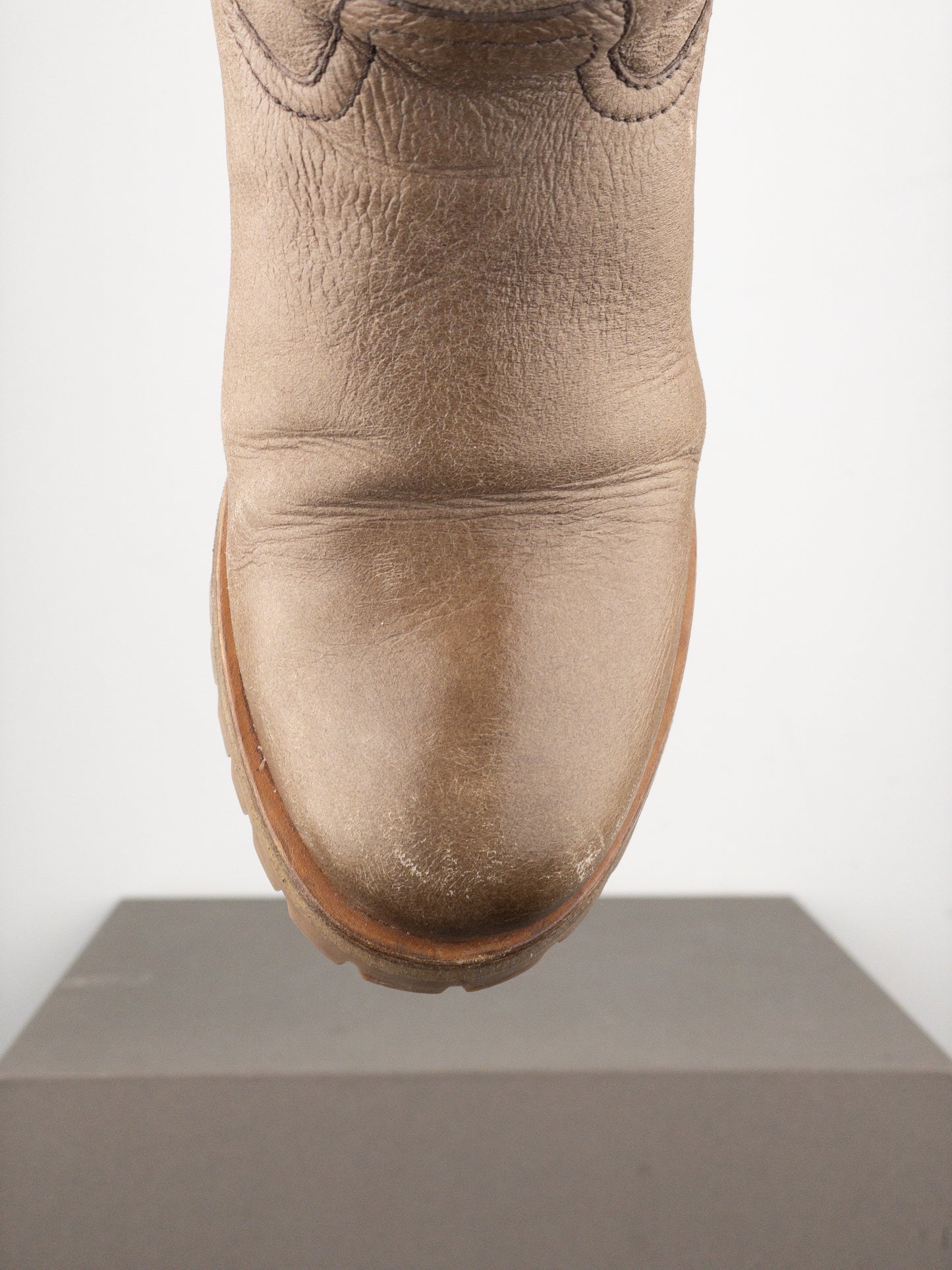 Prada AW11 Knee-High Shearling Paint Biker Moto Boots