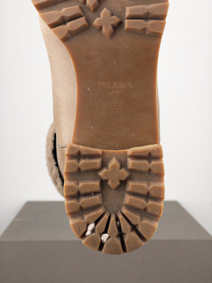 Prada AW11 Knee-High Shearling Paint Biker Moto Boots