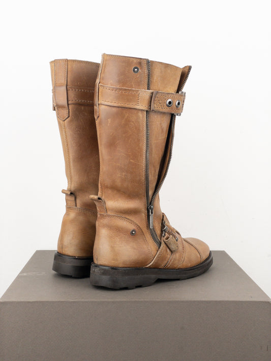 Dior by Galliano 2000s Buckled Moto Biker Boots