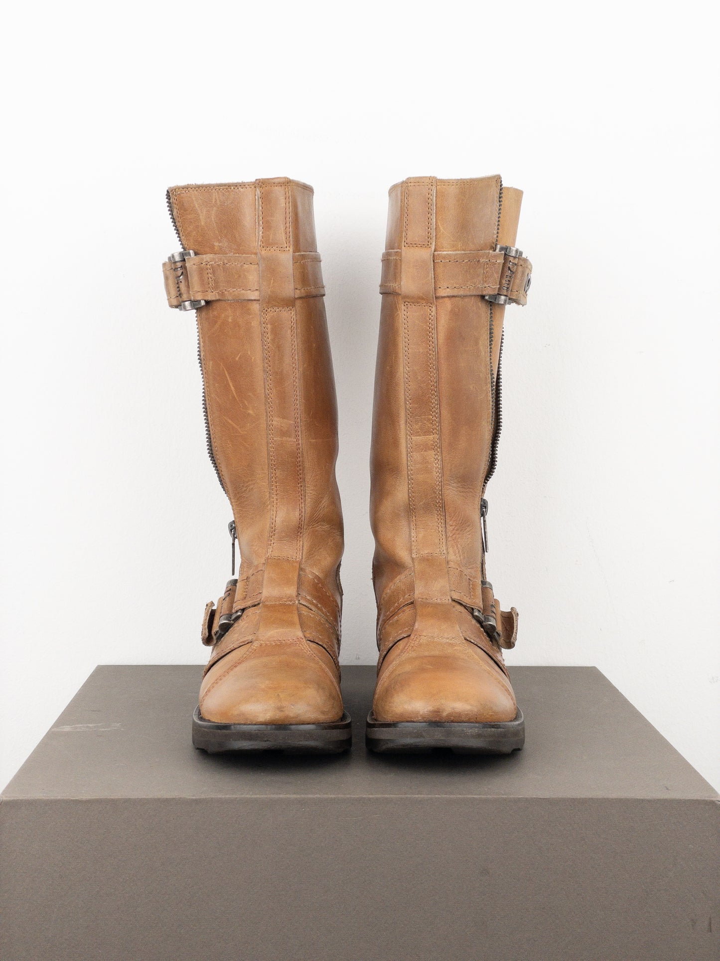 Dior by Galliano 2000s Buckled Moto Biker Boots