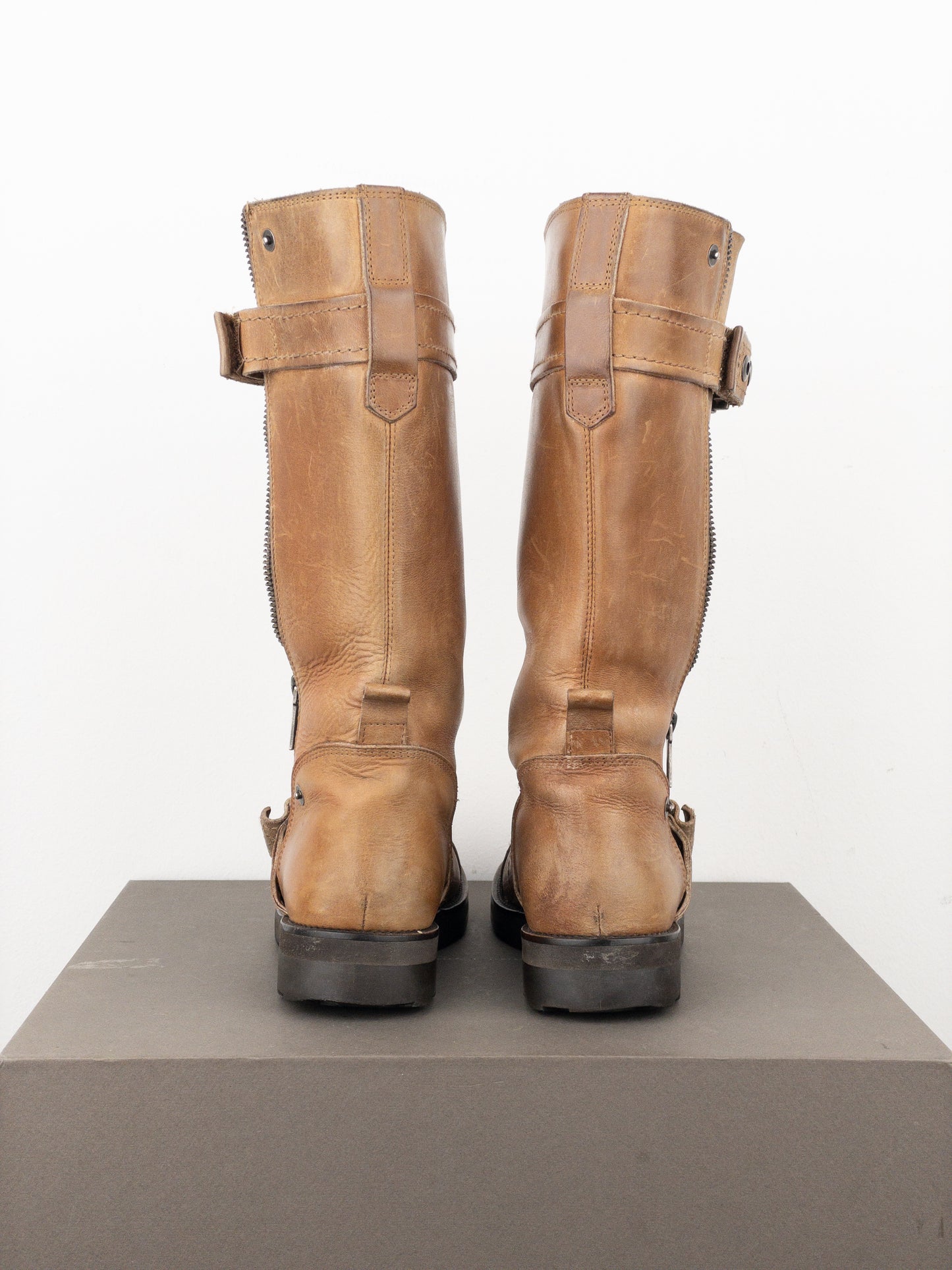 Dior by Galliano 2000s Buckled Moto Biker Boots