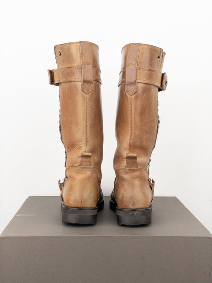 Dior by Galliano 2000s Buckled Moto Biker Boots