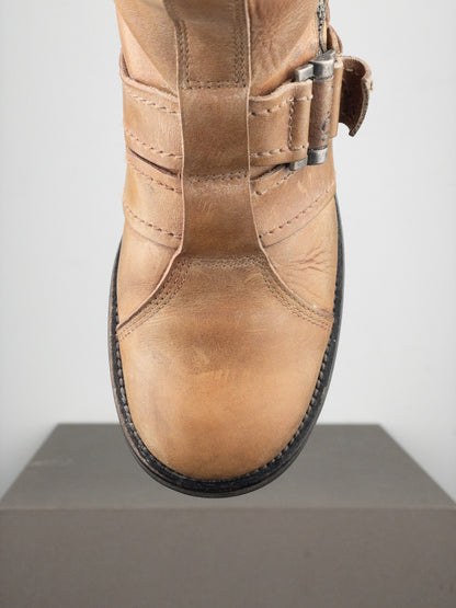 Dior by Galliano 2000s Buckled Moto Biker Boots