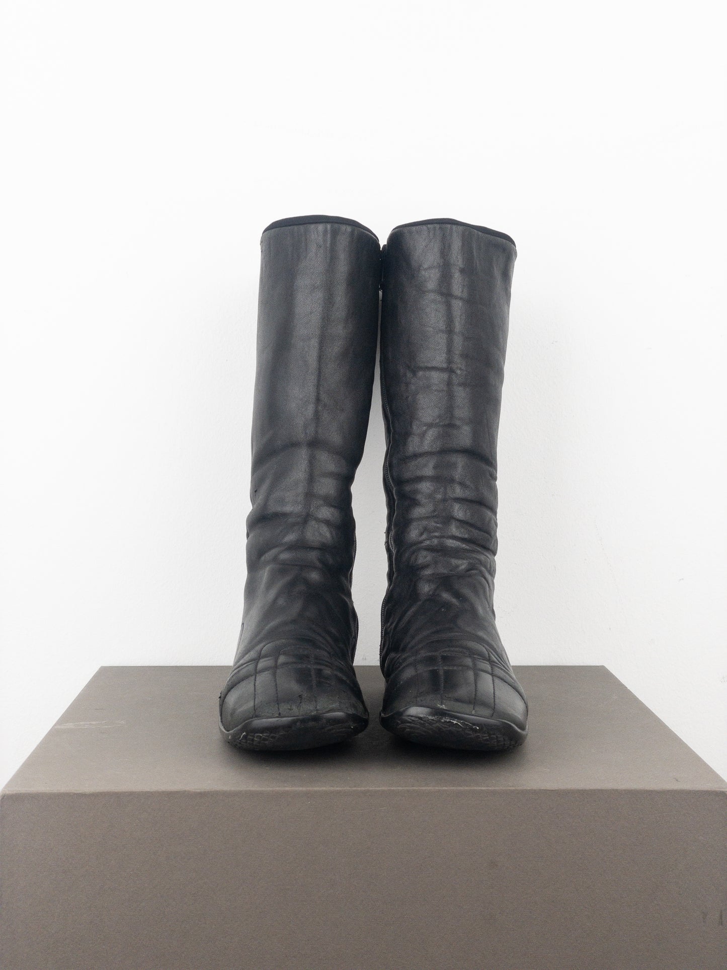 Prada AW99 Knee High Square Toe Biker Moto Sports Boots