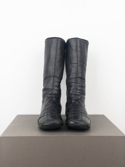Prada AW99 Knee High Square Toe Biker Moto Sports Boots