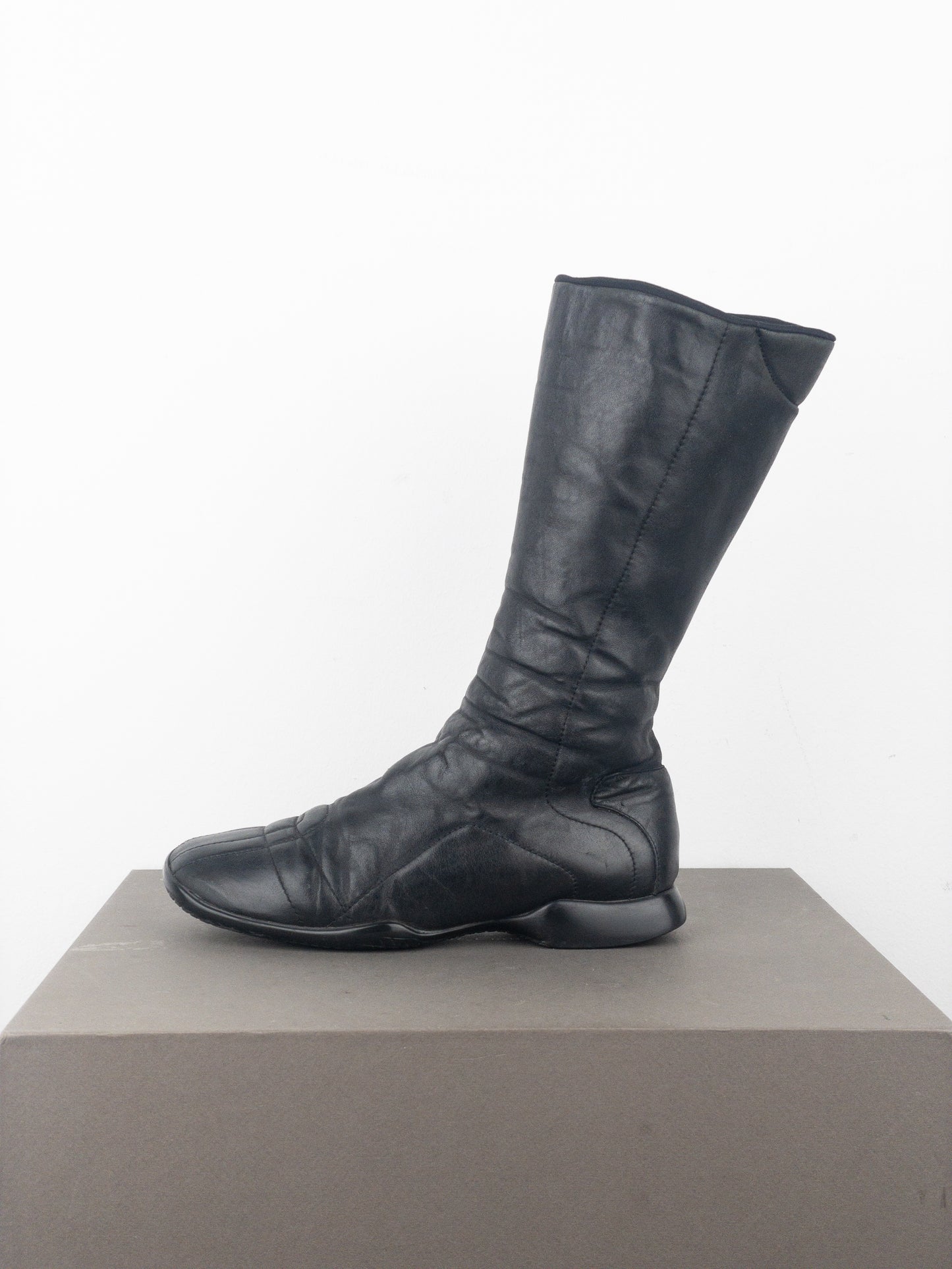 Prada AW99 Knee High Square Toe Biker Moto Sports Boots