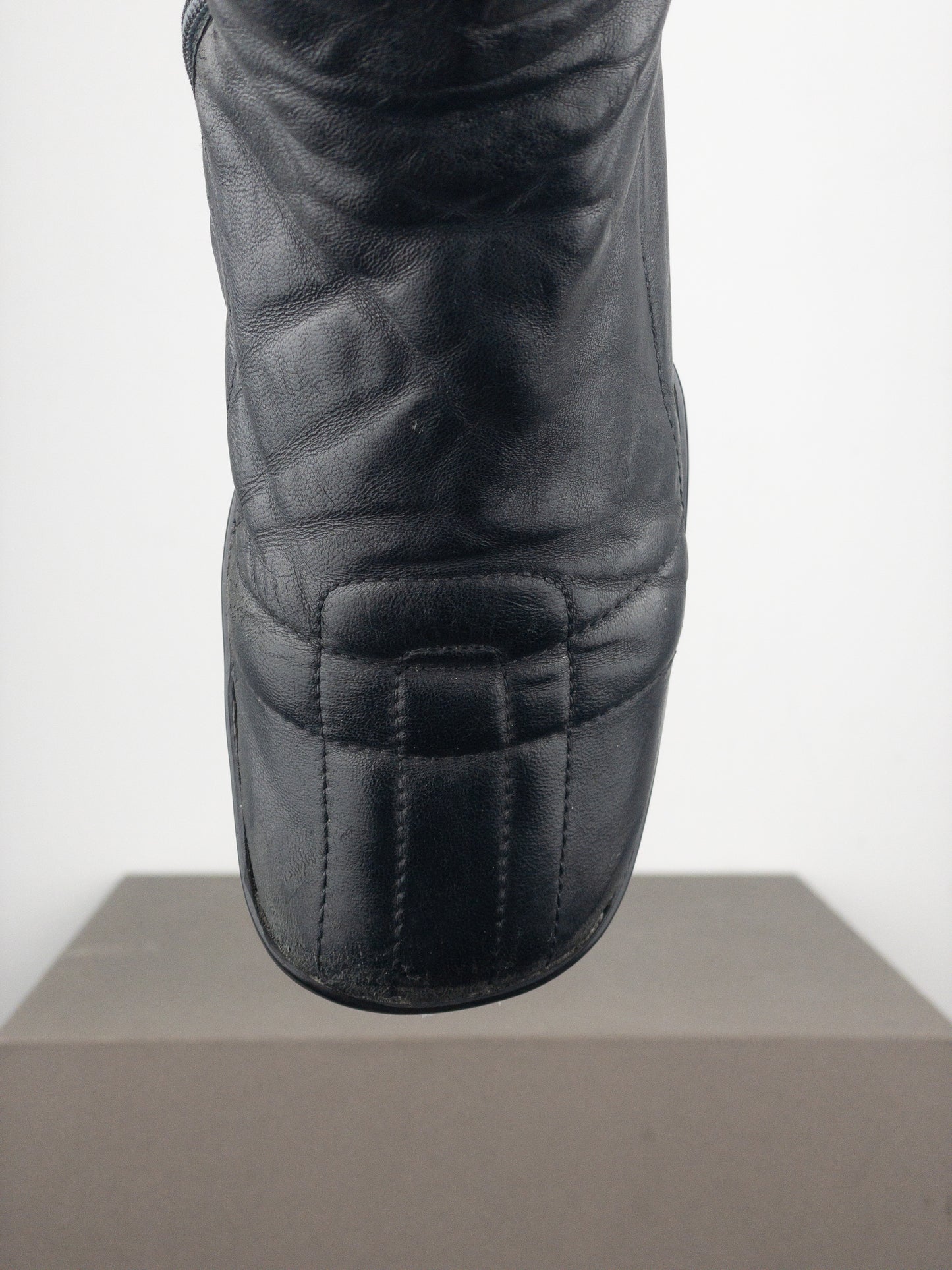 Prada AW99 Knee High Square Toe Biker Moto Sports Boots