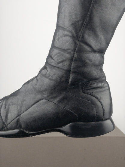 Prada AW99 Knee High Square Toe Biker Moto Sports Boots