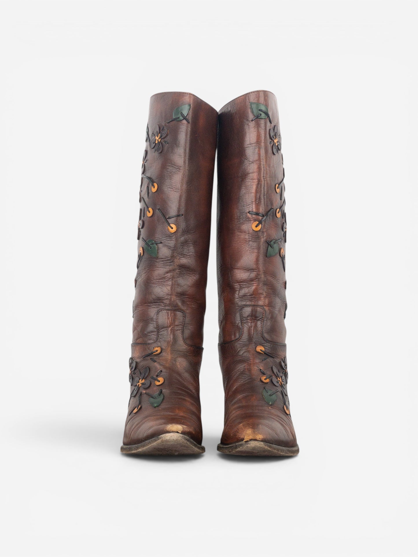 Prada AW99 Knee High Flowers Leaves Riding Boots – photo 5