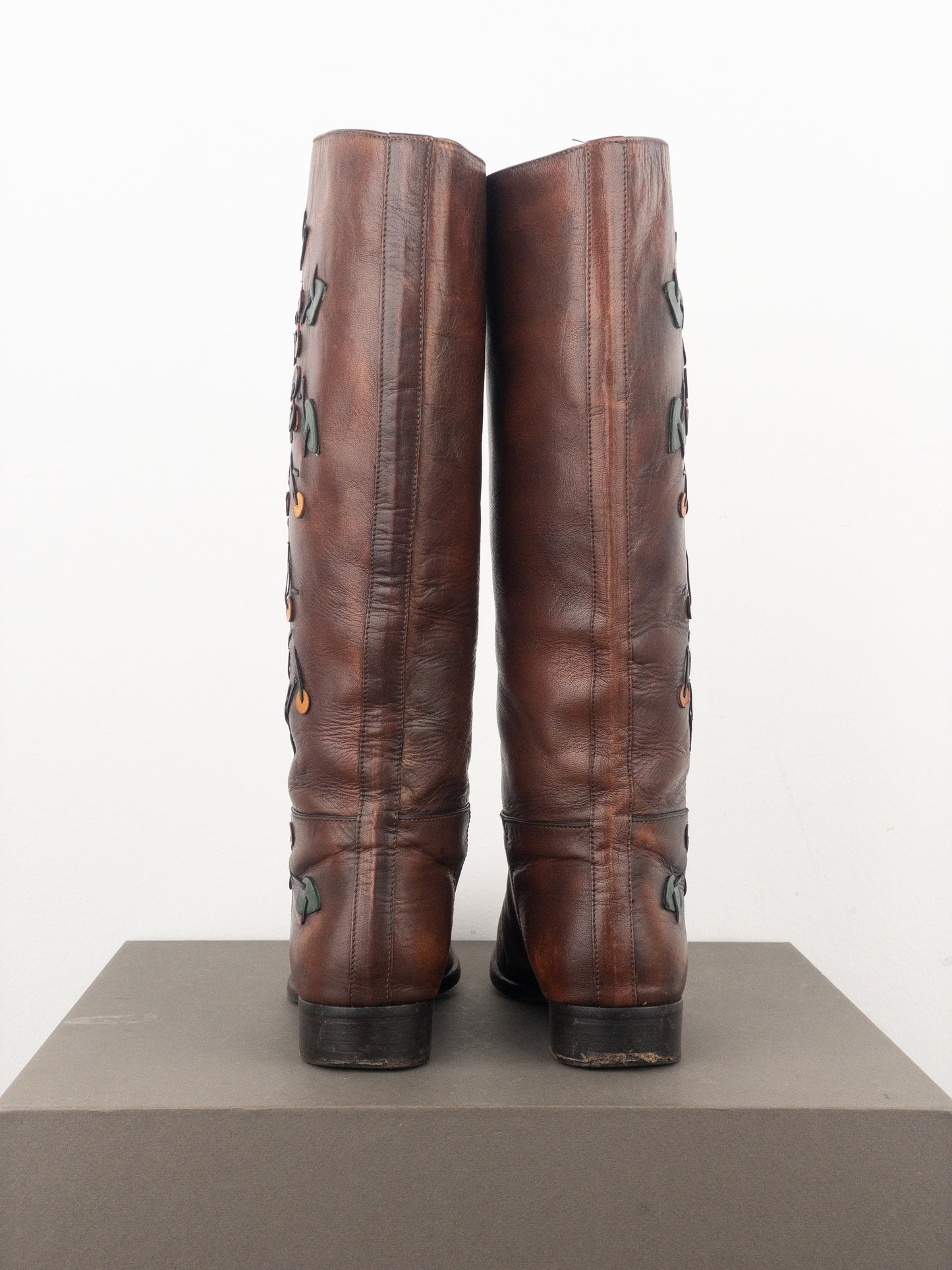 Prada AW99 Knee High Flowers Leaves Riding Boots