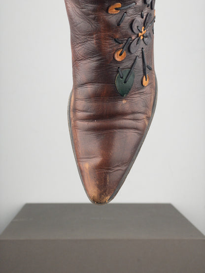 Prada AW99 Knee High Flowers Leaves Riding Boots