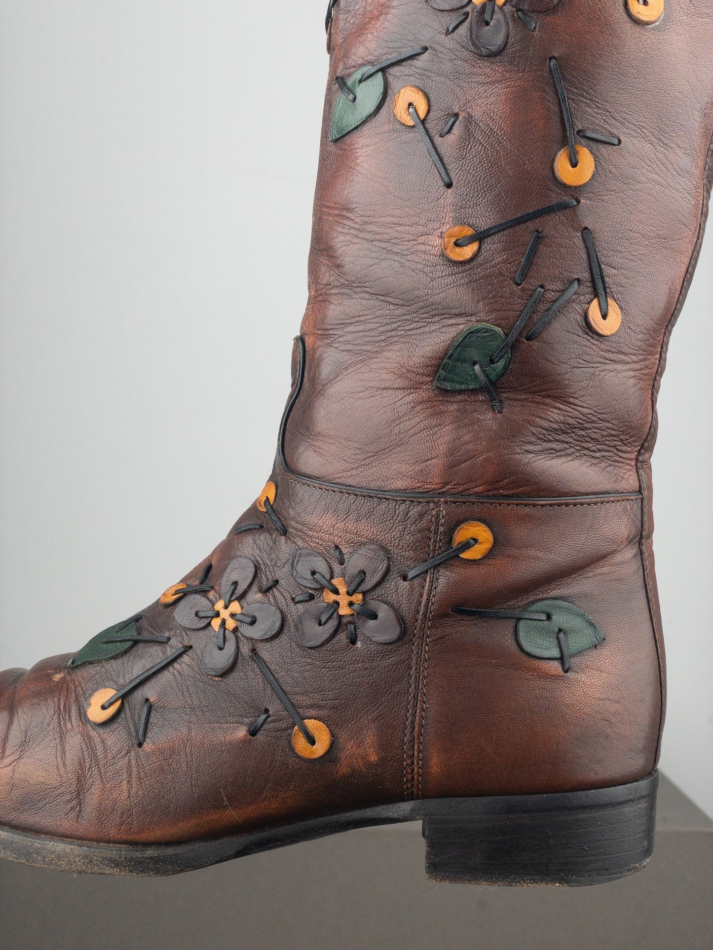 Prada AW99 Knee High Flowers Leaves Riding Boots