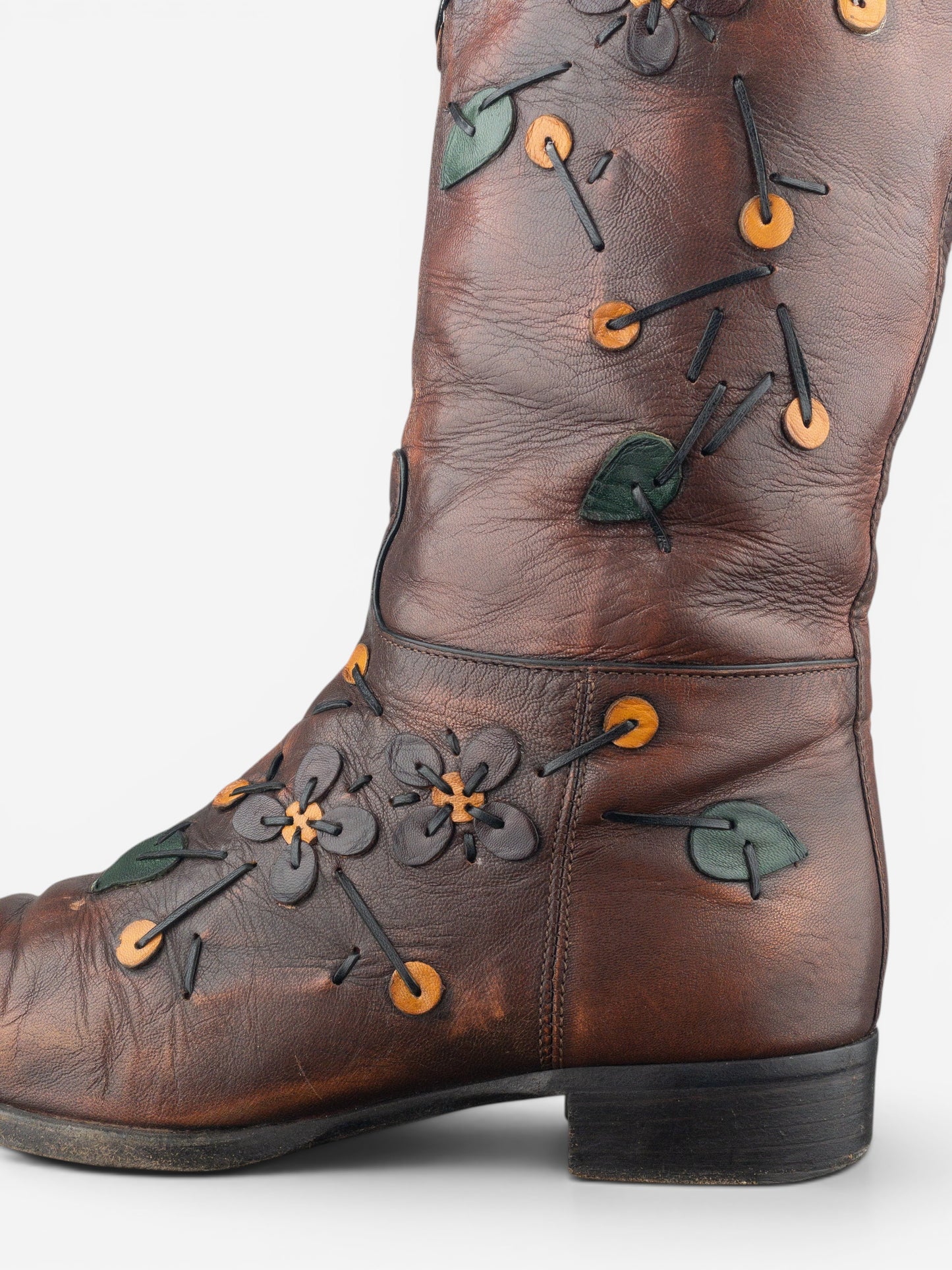 Prada AW99 Knee High Flowers Leaves Riding Boots – photo 8