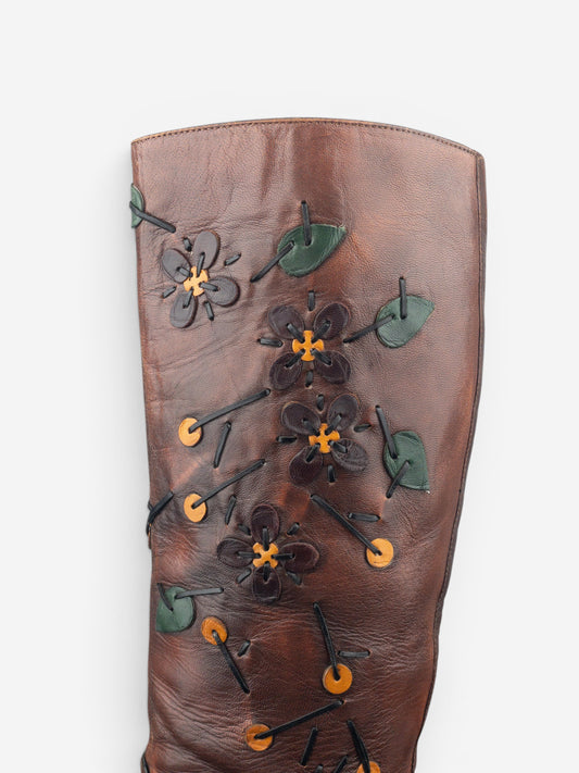 Prada AW99 Knee High Flowers Leaves Riding Boots – photo 9