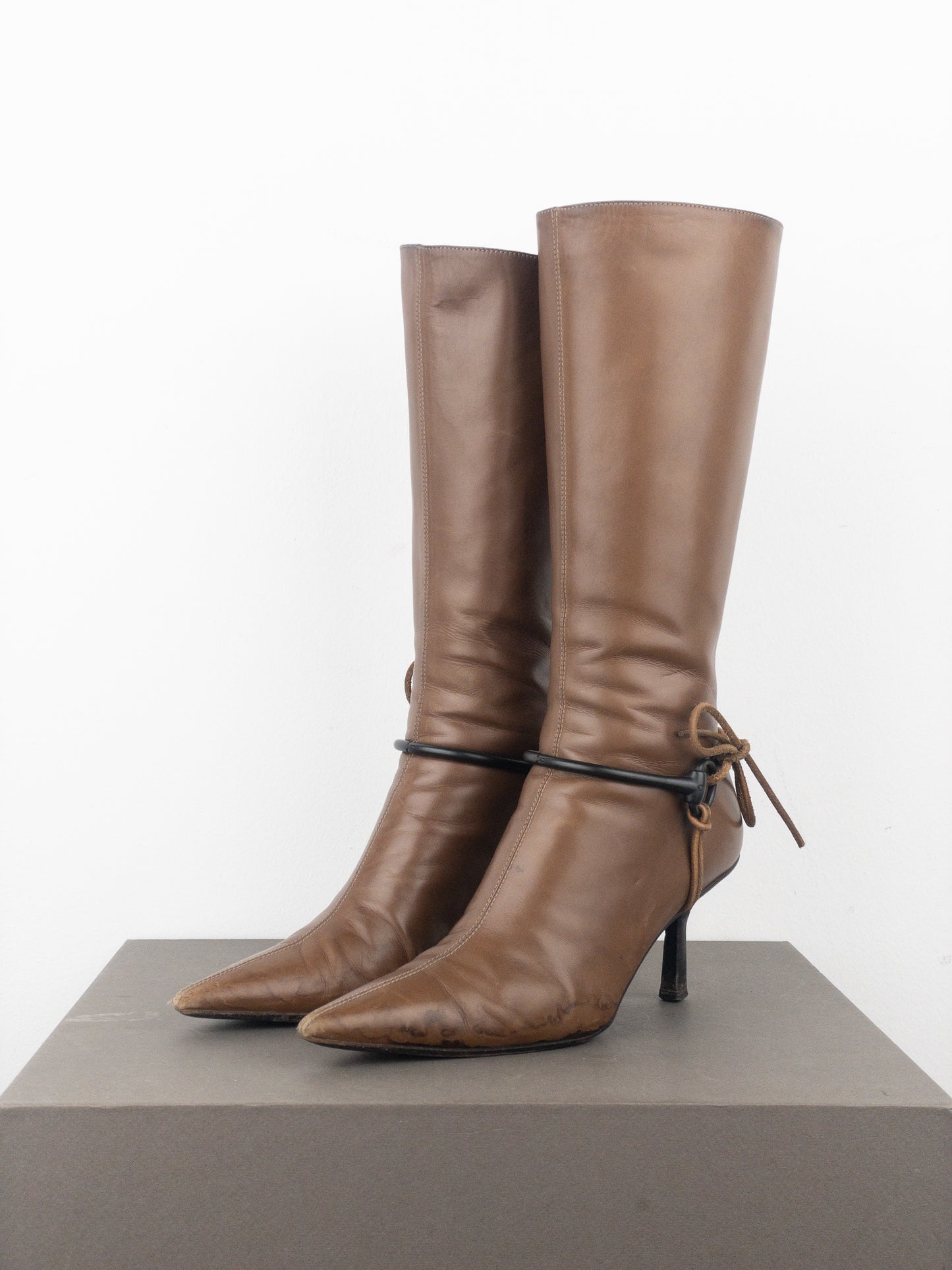 Gucci by Tom Ford AW99 Horsebit Stirrup Harness Riding Heel Boots