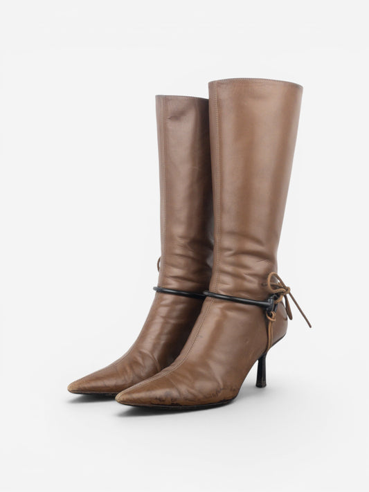 Gucci by Tom Ford AW99 Horsebit Stirrup Harness Riding Heel Boots