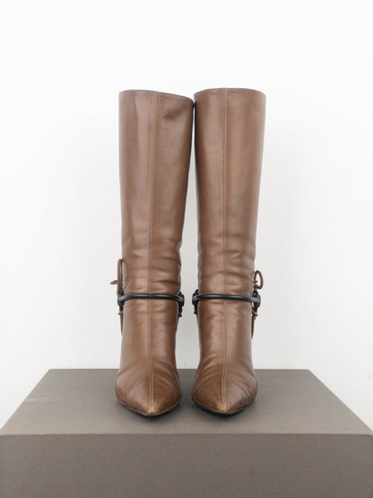 Gucci by Tom Ford AW99 Horsebit Stirrup Harness Riding Heel Boots