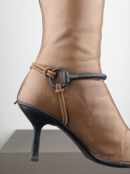 Gucci by Tom Ford AW99 Horsebit Stirrup Harness Riding Heel Boots