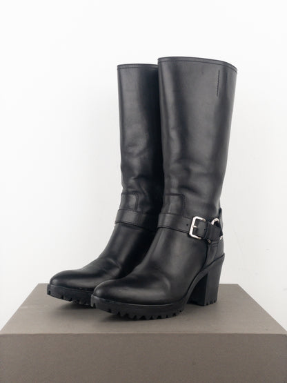 Prada 2000s Knee-High Harness Buckle Biker Cowboy Boots