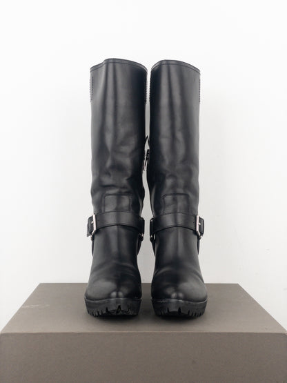 Prada 2000s Knee-High Harness Buckle Biker Cowboy Boots