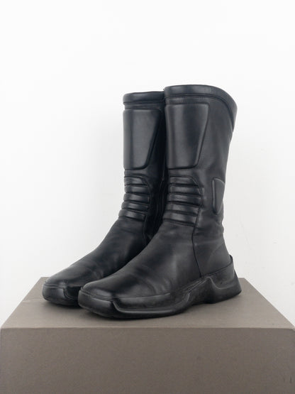 Prada AW99 Mid-Calf Square-Toe Astro Moto Biker Boots