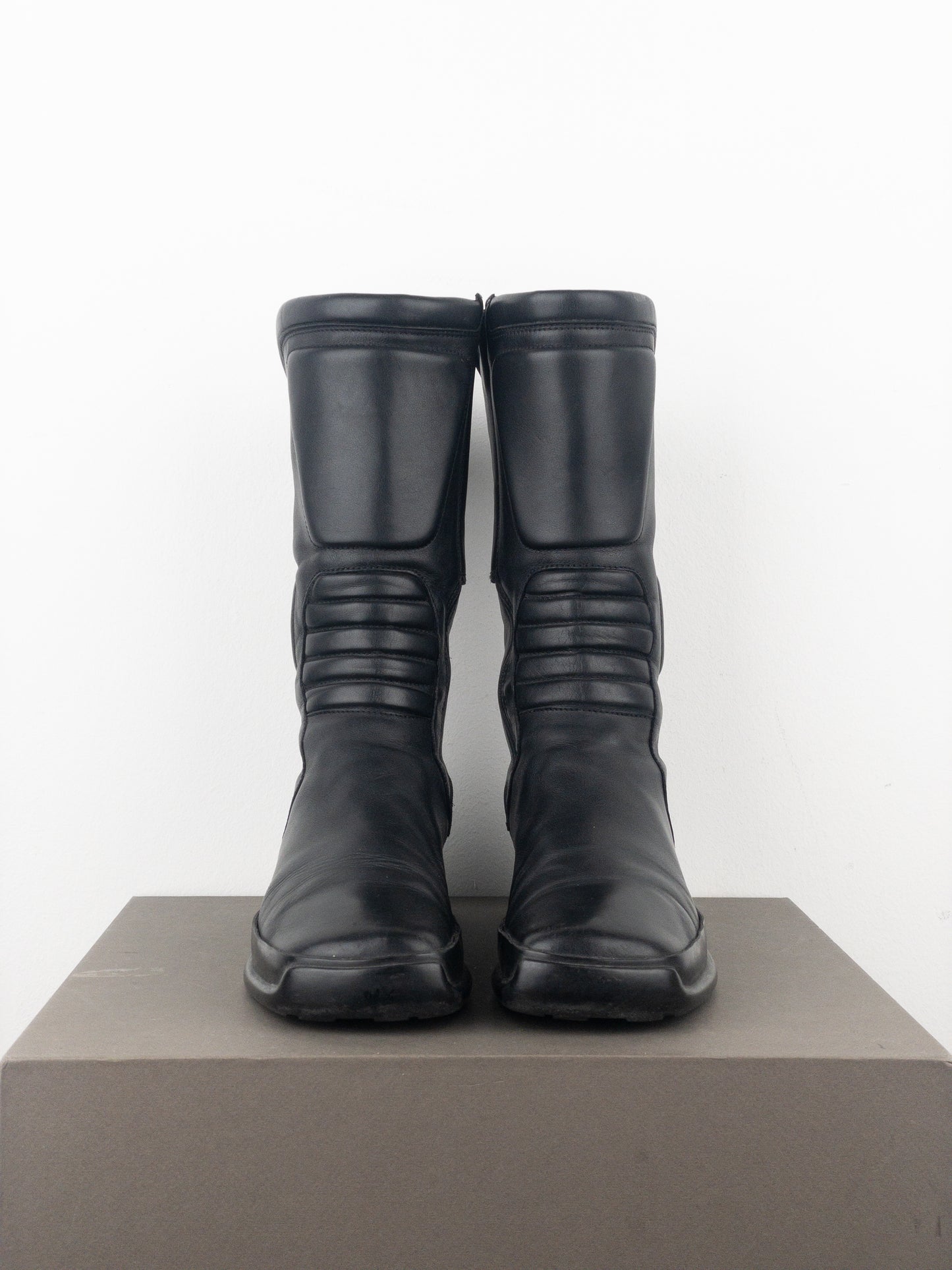 Prada AW99 Mid-Calf Square-Toe Astro Moto Biker Boots