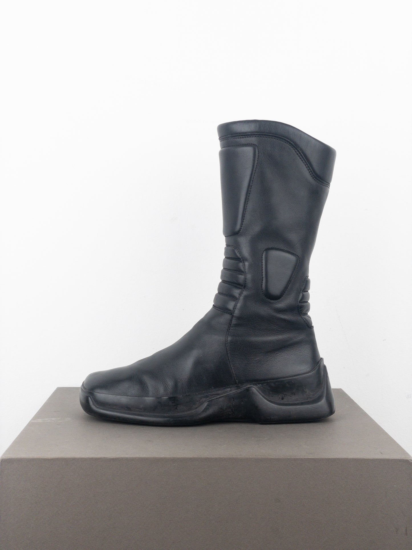 Prada AW99 Mid-Calf Square-Toe Astro Moto Biker Boots