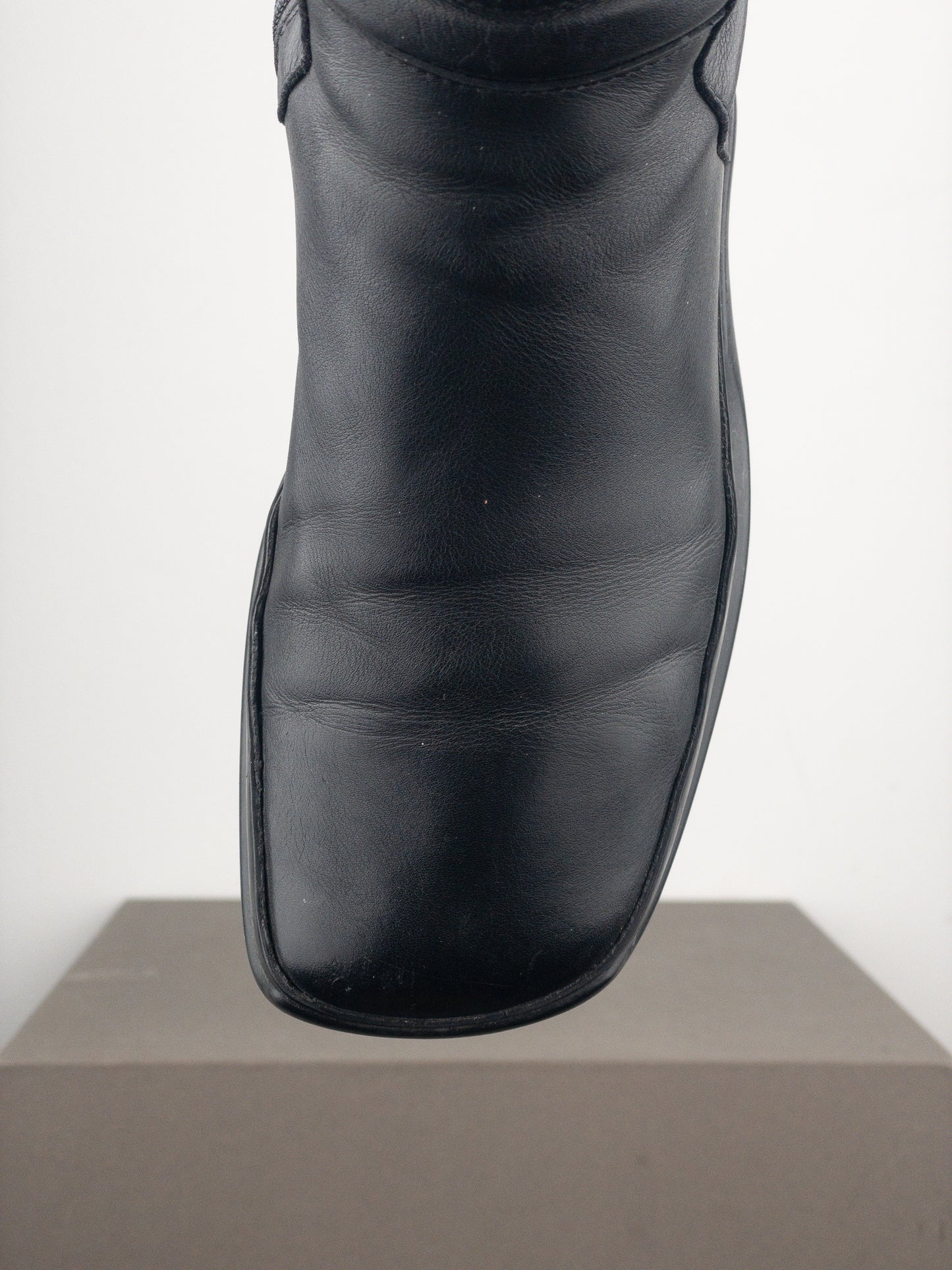 Prada AW99 Mid-Calf Square-Toe Astro Moto Biker Boots