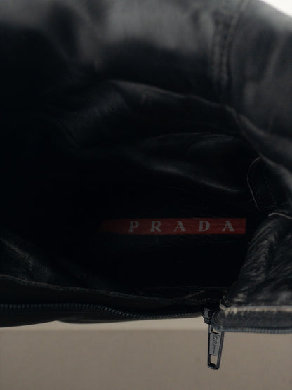 Prada AW99 Mid-Calf Square-Toe Astro Moto Biker Boots